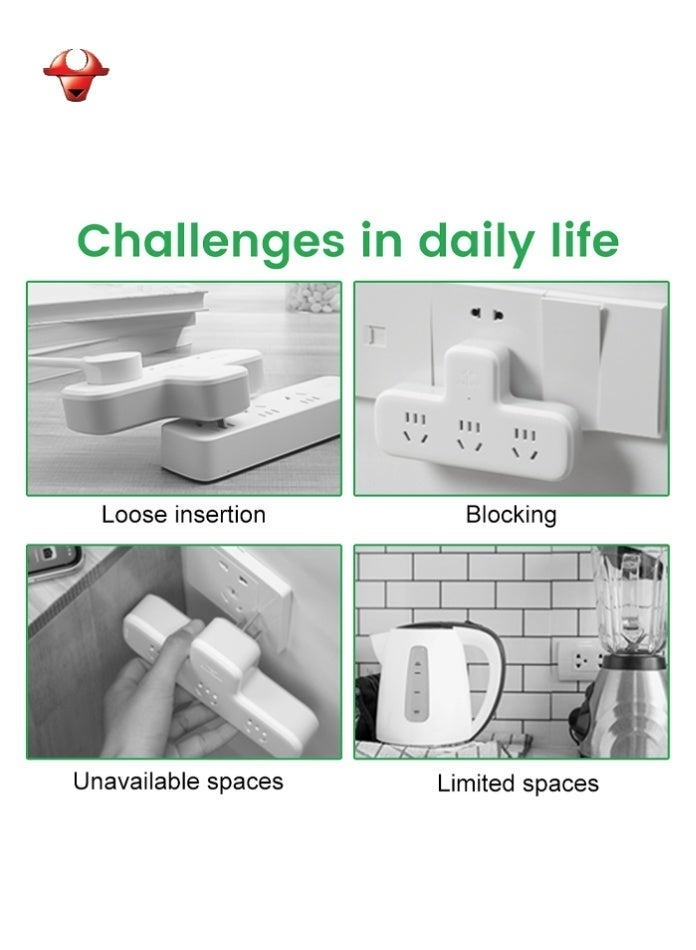 جونيو موزع طاقة جداري 3 في 1، مزود بثلاثة منافذ بمفاتيح فردية، مقبس طاقة متعدد الاستخدامات مع حماية من زيادة التيار للمنزل والمكتب - Image 5